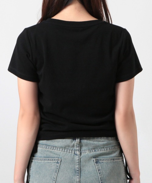 Julia Boutique(ジュリアブティック)の「ラインストーンロゴドロストギャザートップス/24093(Tシャツ/カットソー・レディース・ブラック/ホワイト・ONE)」の7枚目の写真