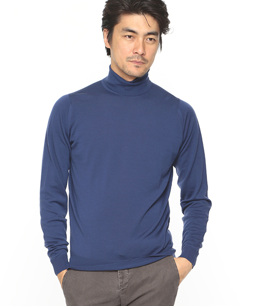 JOHN SMEDLEY（ジョンスメドレー）の「JOHN SMEDLEY / 30ゲージタートル（ニット/セーター・メンズ・ホワイト/シルバー/チャコールグレー/ブラック/ワイン/ブルー系その他/インディゴブルー/ネイビー・SMALL/LARGE/MEDIUM）」の7枚目の写真