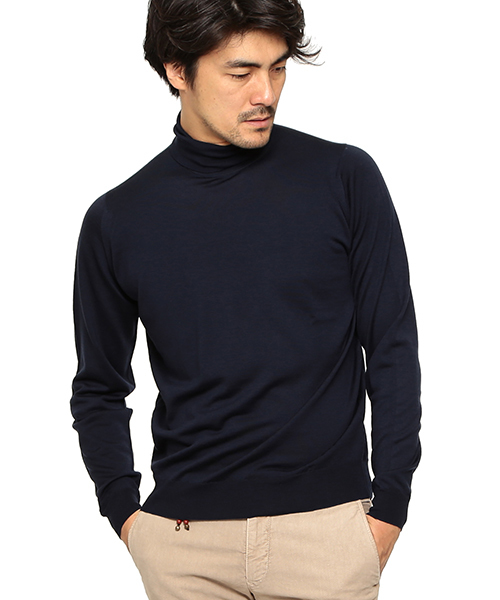 JOHN SMEDLEY（ジョンスメドレー）の「JOHN SMEDLEY / 30ゲージタートル（ニット/セーター・メンズ・ホワイト/シルバー/チャコールグレー/ブラック/ワイン/ブルー系その他/インディゴブルー/ネイビー・SMALL/LARGE/MEDIUM）」の5枚目の写真