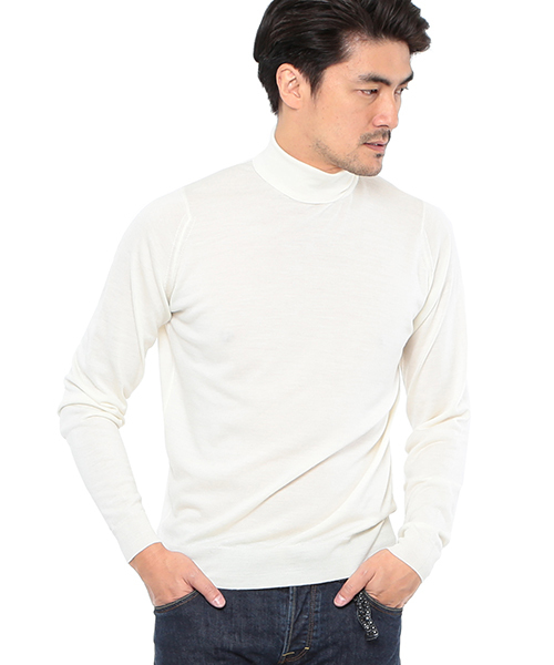 JOHN SMEDLEY（ジョンスメドレー）の「JOHN SMEDLEY / 30ゲージタートル（ニット/セーター・メンズ・ホワイト/シルバー/チャコールグレー/ブラック/ワイン/ブルー系その他/インディゴブルー/ネイビー・SMALL/LARGE/MEDIUM）」の2枚目の写真