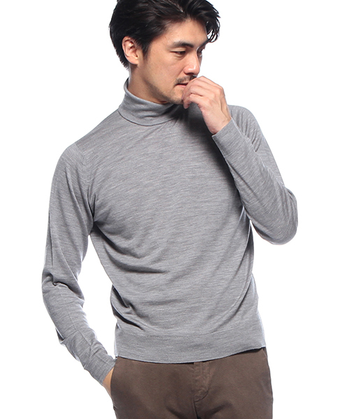 JOHN SMEDLEY（ジョンスメドレー）の「JOHN SMEDLEY / 30ゲージタートル（ニット/セーター・メンズ・ホワイト/シルバー/チャコールグレー/ブラック/ワイン/ブルー系その他/インディゴブルー/ネイビー・SMALL/LARGE/MEDIUM）」の8枚目の写真