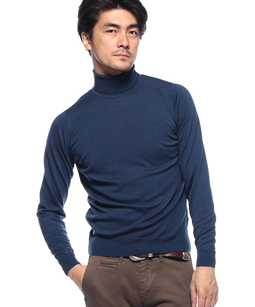 JOHN SMEDLEY（ジョンスメドレー）の「JOHN SMEDLEY / 30ゲージタートル（ニット/セーター・メンズ・ホワイト/シルバー/チャコールグレー/ブラック/ワイン/ブルー系その他/インディゴブルー/ネイビー・SMALL/LARGE/MEDIUM）」の6枚目の写真