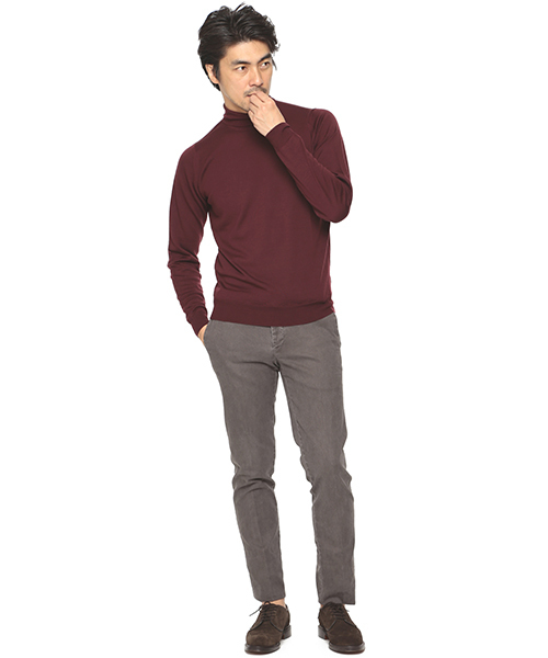 JOHN SMEDLEY（ジョンスメドレー）の「JOHN SMEDLEY / 30ゲージタートル（ニット/セーター・メンズ・ホワイト/シルバー/チャコールグレー/ブラック/ワイン/ブルー系その他/インディゴブルー/ネイビー・SMALL/LARGE/MEDIUM）」の19枚目の写真