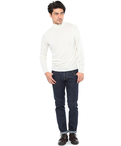 JOHN SMEDLEY（ジョンスメドレー）の「JOHN SMEDLEY / 30ゲージタートル（ニット/セーター・メンズ・ホワイト/シルバー/チャコールグレー/ブラック/ワイン/ブルー系その他/インディゴブルー/ネイビー・SMALL/LARGE/MEDIUM）」の15枚目の写真