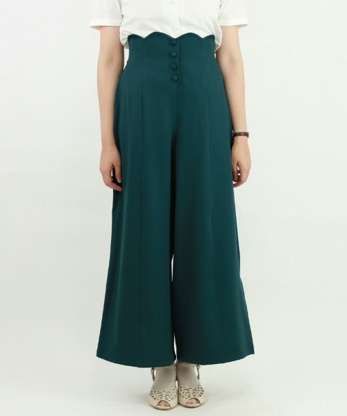 an another angelus（アンアナザーアンジェラス）の「ハイウエストスカラップワイドパンツ/ananotherangelus（その他パンツ・レディース・ブルーグリーン/ブラック・1/2）」の7枚目の写真