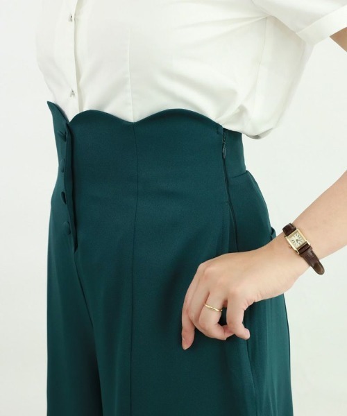 an another angelus（アンアナザーアンジェラス）の「ハイウエストスカラップワイドパンツ/ananotherangelus（その他パンツ・レディース・ブルーグリーン/ブラック・1/2）」の9枚目の写真
