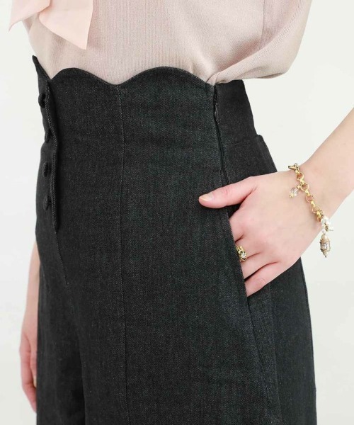 an another angelus（アンアナザーアンジェラス）の「ハイウエストスカラップワイドパンツ/ananotherangelus（その他パンツ・レディース・ブルーグリーン/ブラック・1/2）」の17枚目の写真