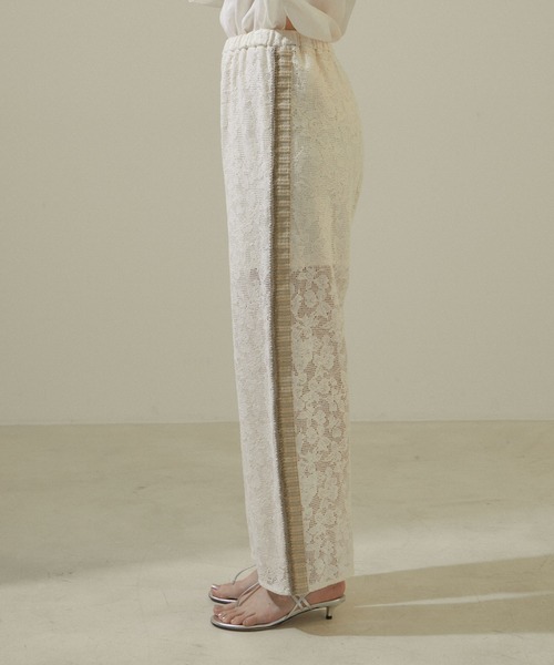 SALON adam et rope'（サロン アダム エ ロペ）の「オーガニックコットンレースイージーパンツ【セットアップ対応】（その他パンツ・レディース・ブラック/ホワイト・FREE）」の12枚目の写真
