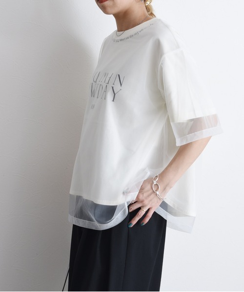 チュールレイヤードテキストロゴTシャツ チュールレイヤードテキストロゴTシャツ Eimee Law│Eimee Law
