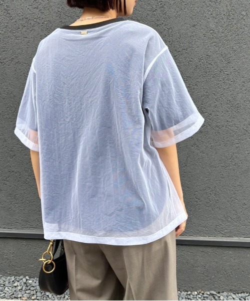 セール】チュールレイヤードテキストロゴTシャツ（Tシャツ