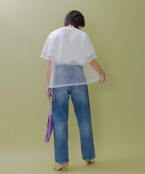 Eimee Law(エイミーロウ)の「チュールレイヤードテキストロゴTシャツ(Tシャツ/カットソー・レディース・ホワイト×ライトグレー/ホワイト×ブラック/ブラック×ホワイト/ライトグレー/アイボリー/ブラック・38/FREE)」の10枚目の写真