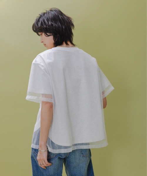 Eimee Law(エイミーロウ)の「チュールレイヤードテキストロゴTシャツ(Tシャツ/カットソー・レディース・ホワイト×ライトグレー/ホワイト×ブラック/ブラック×ホワイト/ライトグレー/アイボリー/ブラック・38/FREE)」の15枚目の写真