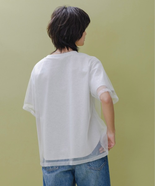 Eimee Law(エイミーロウ)の「チュールレイヤードテキストロゴTシャツ(Tシャツ/カットソー・レディース・ホワイト×ライトグレー/ホワイト×ブラック/ブラック×ホワイト/ライトグレー/アイボリー/ブラック・38/FREE)」の16枚目の写真