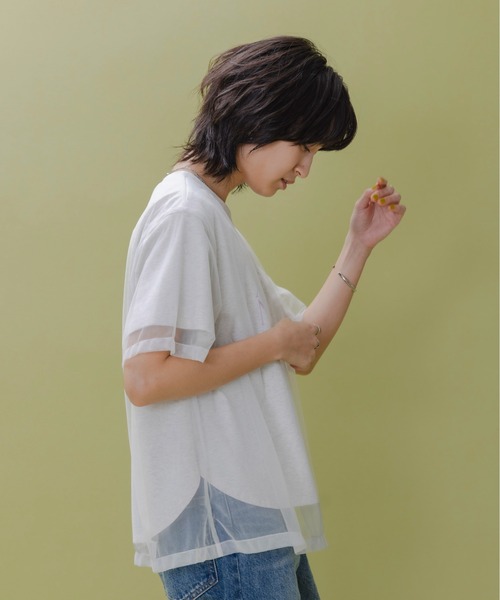 tシャツ チュールレイヤードテキストロゴTシャツ レディース チュールレイヤードテキストロゴTシャツ Eimee Law│Eimee Law