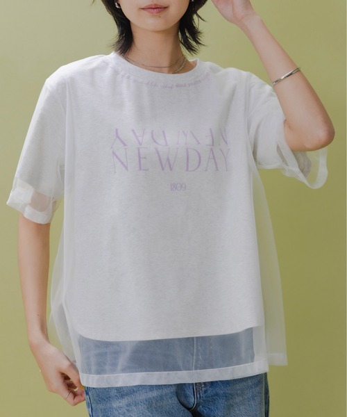 チュールレイヤードテキストロゴTシャツ Eimee Law│Eimee Law