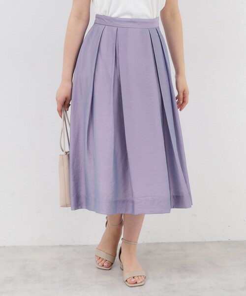 index(インデックス)の「◆シャンブレータックフレアスカート【洗濯機洗い可】(スカート・レディース・チャコールグレー/ダークグリーン/パープル・40/38/36/34/42)」の1枚目の写真