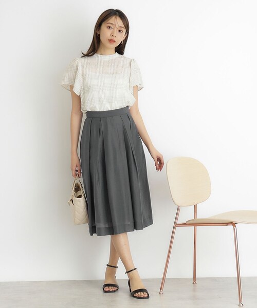 index(インデックス)の「◆シャンブレータックフレアスカート【洗濯機洗い可】(スカート・レディース・チャコールグレー/ダークグリーン/パープル・40/38/36/34/42)」の8枚目の写真