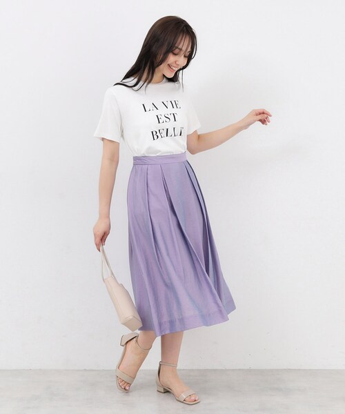 index（インデックス）の「◆シャンブレータックフレアスカート【洗濯機洗い可】（スカート・レディース・チャコールグレー/ダークグリーン/パープル・40/38/36/34/42）」の11枚目の写真