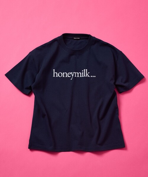 FREAK'S STORE(フリークスストア)の「限定展開 キッズ ロゴプリント クルーネック Tシャツ / KIDS honeymilk(Tシャツ/カットソー・キッズ・ホワイト/チャコールグレー/ネイビー/グレー・140/150/120/130)」の7枚目の写真