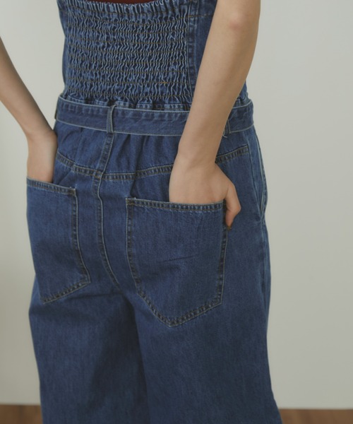 MERLOT(メルロー)の「デニムベアオールインワン(つなぎ/オールインワン・レディース・ネイビー/ブルー・FREE)」の4枚目の写真