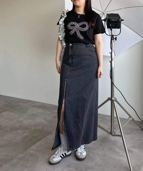 apres jour mignon(アプレジュールミニョン)の「【apres jour mignon SOIE】チュールモチーフフリルT【ZOZOTOWN限定アイテム】(Tシャツ/カットソー・レディース・ネイビー/ブラック/チャコールグレー/ブラック系その他・X-LARGE/フリー)」の11枚目の写真