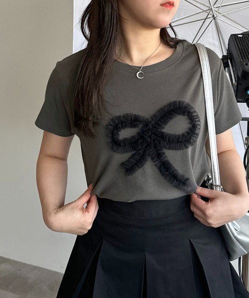 apres jour mignon(アプレジュールミニョン)の「【apres jour mignon SOIE】チュールモチーフフリルT【ZOZOTOWN限定アイテム】(Tシャツ/カットソー・レディース・ネイビー/ブラック/チャコールグレー/ブラック系その他・X-LARGE/フリー)」の13枚目の写真