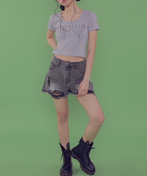 FANCY CLUB（ファンシークラブ）の「NASTY FANCY CLUB／TYPO UネックT（Tシャツ/カットソー・レディース・ブラック/アイボリー/グレー・FREE）」の21枚目の写真