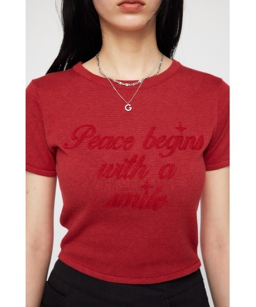 LAGUA GEM（ラグアジェム）の「EMBROIDERY HIGH GAUGE ニット（Tシャツ/カットソー・レディース・グレー/ブラック/レッド・FREE）」の6枚目の写真