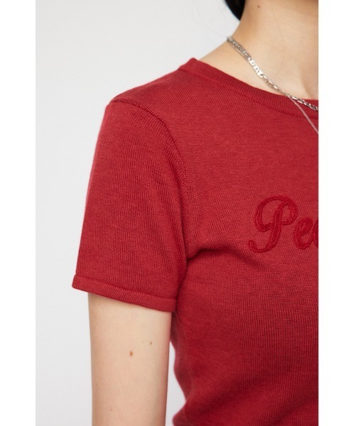 LAGUA GEM（ラグアジェム）の「EMBROIDERY HIGH GAUGE ニット（Tシャツ/カットソー・レディース・グレー/ブラック/レッド・FREE）」の5枚目の写真