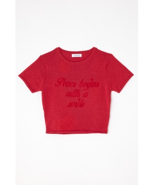LAGUA GEM（ラグアジェム）の「EMBROIDERY HIGH GAUGE ニット（Tシャツ/カットソー・レディース・グレー/ブラック/レッド・FREE）」の4枚目の写真