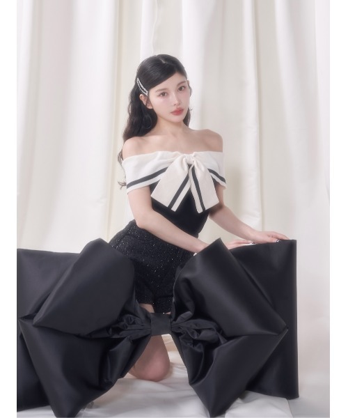 Darich - Darich ビッグリボンオフショルニットトップス Darich（ダーリッチ）の「ビッグリボンオフショルニットトップス
