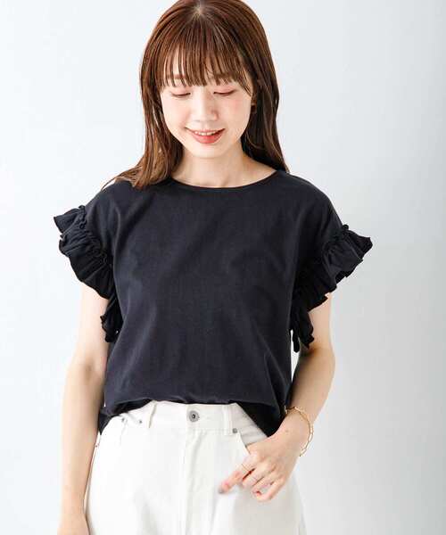 URBAN RESEARCH Sonny Label（アーバンリサーチサニーレーベル）の「『WEB限定』フリルスリーブプルオーバー（Tシャツ/カットソー・レディース・オフホワイト/ブラック/ブラック系その他/ブルー系その他・FREE）」の12枚目の写真