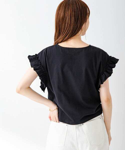 URBAN RESEARCH Sonny Label（アーバンリサーチサニーレーベル）の「『WEB限定』フリルスリーブプルオーバー（Tシャツ/カットソー・レディース・オフホワイト/ブラック/ブラック系その他/ブルー系その他・FREE）」の14枚目の写真