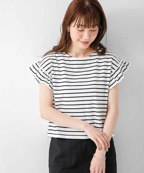 URBAN RESEARCH Sonny Label（アーバンリサーチサニーレーベル）の「『WEB限定』フリルスリーブプルオーバー（Tシャツ/カットソー・レディース・オフホワイト/ブラック/ブラック系その他/ブルー系その他・FREE）」の20枚目の写真