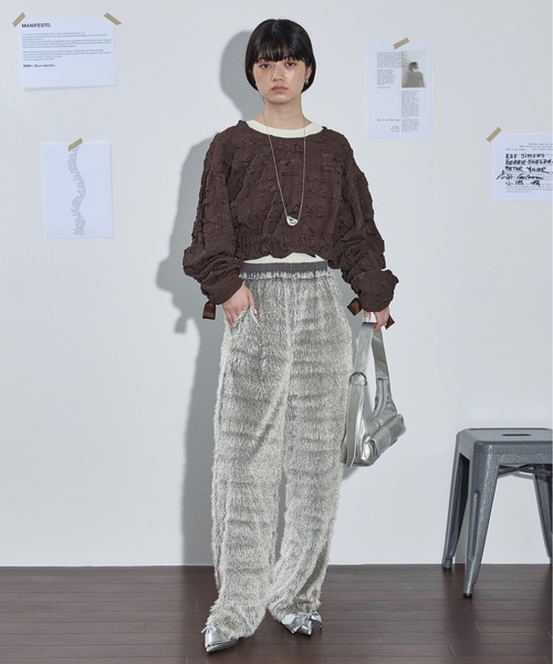 THE YOn(ザヨン)の「ドロストスリーブジャガードフリルボレロ(カーディガン/ボレロ・レディース・アイボリー/ブラック/ブラウン・FREE)」の9枚目の写真