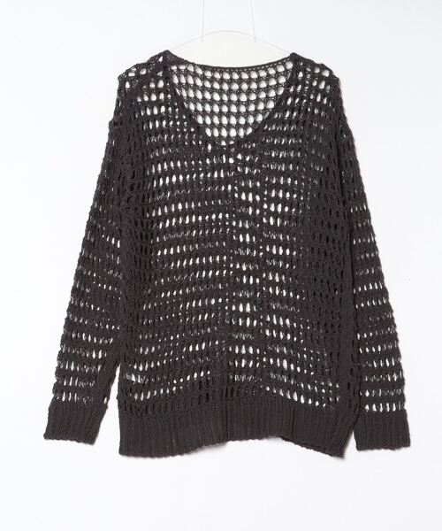 .KOM（ドットコム）の「A'GEM/9 × .kom 『.KOM/ドットケーオーエム』メッシュルーズニット（ニット/セーター・レディース・ブラック/カーキ/ホワイト/ピンク・FREE）」の9枚目の写真