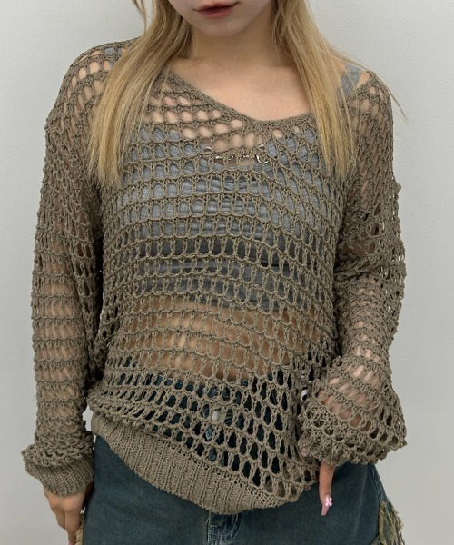 ニット セーター A'GEM/9 × .kom「.kom/ドットケーオーエム」星柄クロップドニットソー レディース A'GEM/9 × .kom『.kom/ドットケーオーエム』星柄クロップド