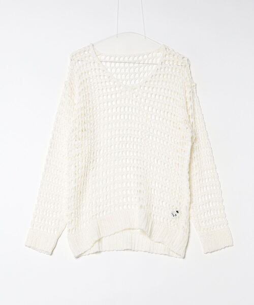 .KOM（ドットコム）の「A'GEM/9 × .kom 『.KOM/ドットケーオーエム』メッシュルーズニット（ニット/セーター・レディース・ブラック/カーキ/ホワイト/ピンク・FREE）」の11枚目の写真