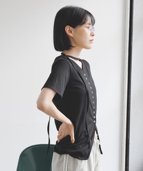 3.3 Field Trip （3.3フィールドトリップ）の「3.3 Field Trip／マフラーツキボタンカーデ（Tシャツ/カットソー・レディース・ブラック/アイボリー/カーキ・FREE）」の22枚目の写真