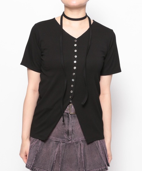 3.3 Field Trip （3.3フィールドトリップ）の「3.3 Field Trip／マフラーツキボタンカーデ（Tシャツ/カットソー・レディース・ブラック/アイボリー/カーキ・FREE）」の21枚目の写真