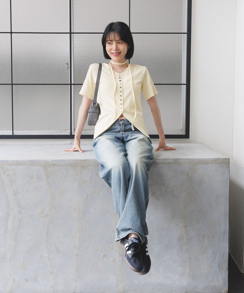 3.3 Field Trip （3.3フィールドトリップ）の「3.3 Field Trip／マフラーツキボタンカーデ（Tシャツ/カットソー・レディース・ブラック/アイボリー/カーキ・FREE）」の11枚目の写真