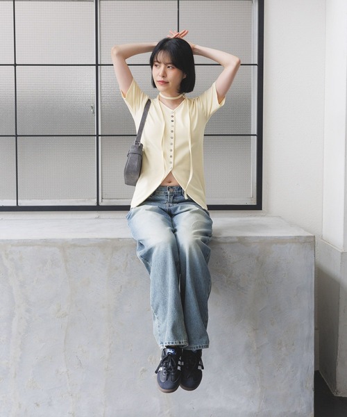 3.3 Field Trip （3.3フィールドトリップ）の「3.3 Field Trip／マフラーツキボタンカーデ（Tシャツ/カットソー・レディース・ブラック/アイボリー/カーキ・FREE）」の10枚目の写真