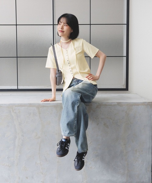 3.3 Field Trip （3.3フィールドトリップ）の「3.3 Field Trip／マフラーツキボタンカーデ（Tシャツ/カットソー・レディース・ブラック/アイボリー/カーキ・FREE）」の8枚目の写真