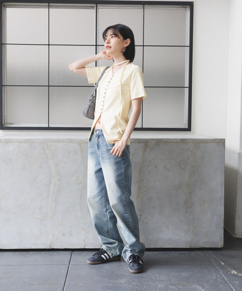 3.3 Field Trip （3.3フィールドトリップ）の「3.3 Field Trip／マフラーツキボタンカーデ（Tシャツ/カットソー・レディース・ブラック/アイボリー/カーキ・FREE）」の7枚目の写真