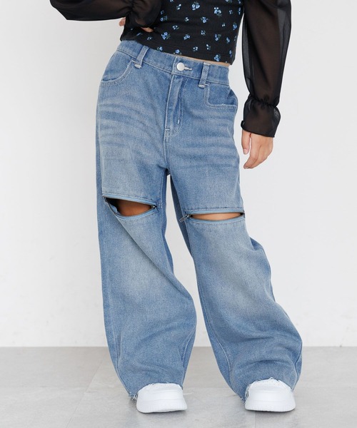 10C REPIPI（ジューシーレピピ）の「【10C REPIPI】KneeZipデニムパンツ（デニムパンツ・キッズ・ブルー/ブラック・120cm/130cm/110cm）」の2枚目の写真