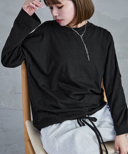Fashion Letter(ファッションレター)の「【M-5L】2WAYバルーントップス 長袖 ロングスリーブ カットソー バルーンシルエット(Tシャツ/カットソー・レディース・カーキ/グレイッシュベージュ/ブラック/オフホワイト/チャコールグレー・4L~5L/LL~3L/M~L)」の3枚目の写真