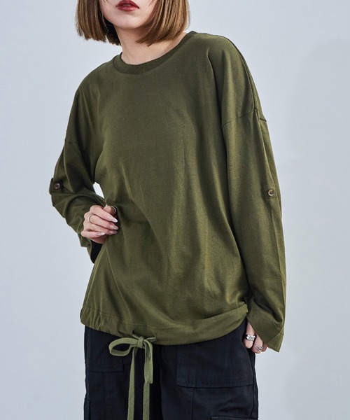 Fashion Letter(ファッションレター)の「【M-5L】2WAYバルーントップス 長袖 ロングスリーブ カットソー バルーンシルエット(Tシャツ/カットソー・レディース・カーキ/グレイッシュベージュ/ブラック/オフホワイト/チャコールグレー・4L~5L/LL~3L/M~L)」の14枚目の写真