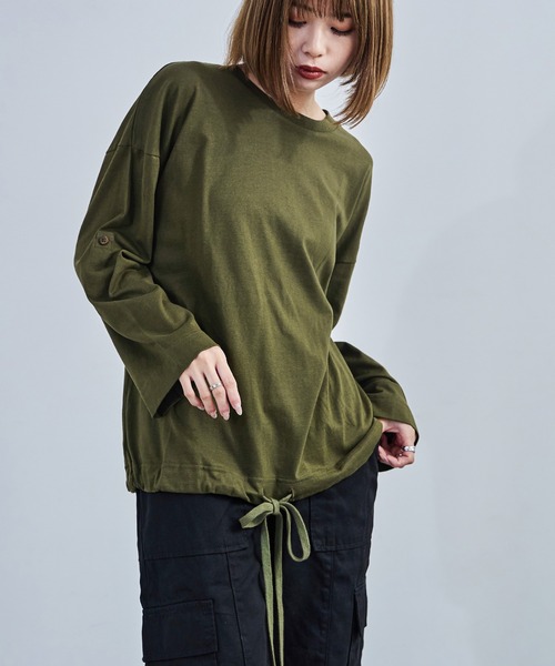 Fashion Letter(ファッションレター)の「【M-5L】2WAYバルーントップス 長袖 ロングスリーブ カットソー バルーンシルエット(Tシャツ/カットソー・レディース・カーキ/グレイッシュベージュ/ブラック/オフホワイト/チャコールグレー・4L~5L/LL~3L/M~L)」の16枚目の写真