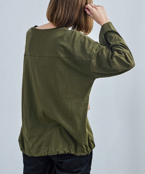 Fashion Letter(ファッションレター)の「【M-5L】2WAYバルーントップス 長袖 ロングスリーブ カットソー バルーンシルエット(Tシャツ/カットソー・レディース・カーキ/グレイッシュベージュ/ブラック/オフホワイト/チャコールグレー・4L~5L/LL~3L/M~L)」の19枚目の写真