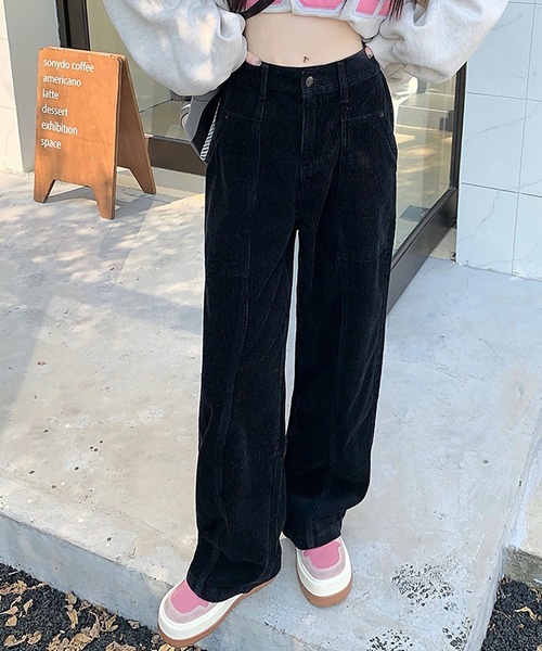 HALEY PESCA（ヘーリーペスカ）の「HALEY PESCA/コーデュロイ　ワイドレッグパンツ（その他パンツ・レディース・ブラック/ホワイト/ブラウン・LARGE/MEDIUM/SMALL）」の2枚目の写真